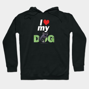 I love (heart) my dog - bulldog oil painting wordart Hoodie